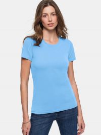 Rundhals Damen T-Shirt Hellblau